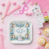 Blue Pastel Floral Fairy Erster Geburtstag - Pappteller (Party)