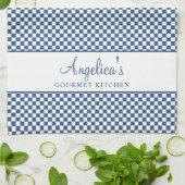 Blue Pastel Französischer Karierter Karo Country G Geschirrtuch (Gefaltet)