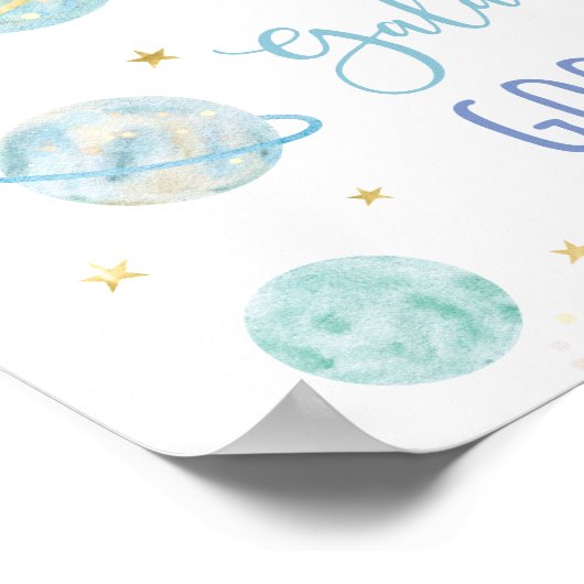 Blue Pastel Galaxy Space Galactic Goodies Zeichen Poster (Ecke)