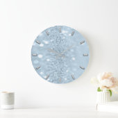 Blue Pastel Glitzer Gray Metal Abstrakt Spark Große Wanduhr (Zuhause)