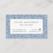 Blue Pastel Glitzer Moderner Minimal Visitenkarte (Rückseite)