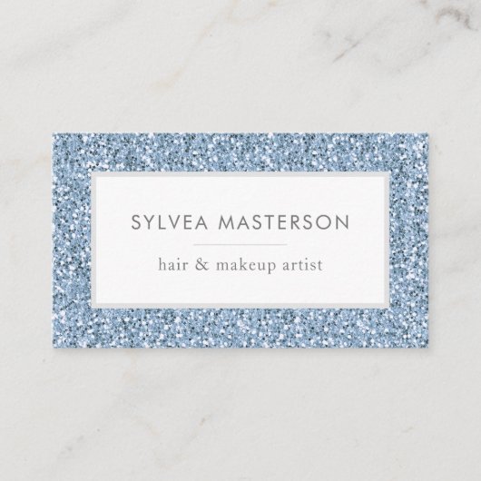 Blue Pastel Glitzer Moderner Minimal Visitenkarte (Vorderseite)