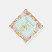 Blue Pastel Gold Baroque Rokoko Happy Birthday Serviette (Ecke)