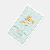 Blue Pastel Gold Baroque Rokoko Happy Birthday Serviette (Ecke)