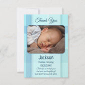 Blue Pastel Kariert Baby Foto Danke Karte (Vorderseite)