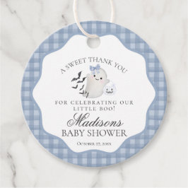 Blue Pastel Little Boo Ghost Baby Shower Circle Geschenkanhänger