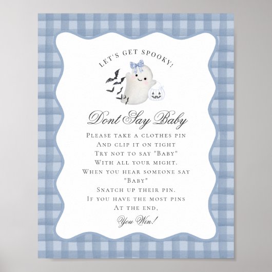 Blue Pastel Little Boo Ghost Dont Say Baby Game Poster (Vorne)