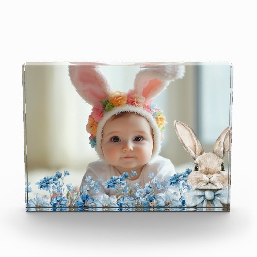 Blue Pastel Oaster Bunny Fotoblock (Vorderseite)