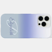 Blue Pastel Ombre Initial Monogram Individuelle Na Case-Mate iPhone Hülle (Rückseite (Horizontal))