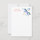 Blue Pastel Rainbow Unicorn Kinder Persönliche Not Dankeskarte (Vorderseite)