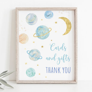 Blue Pastel Space Cards und Geschenke Geburtstagsz Poster