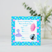 BLUE PASTEL SPOT SPRING PARTY EINLADUNG (Stehend Vorderseite)