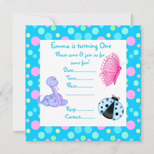 BLUE PASTEL SPOT SPRING PARTY EINLADUNG (Vorderseite)