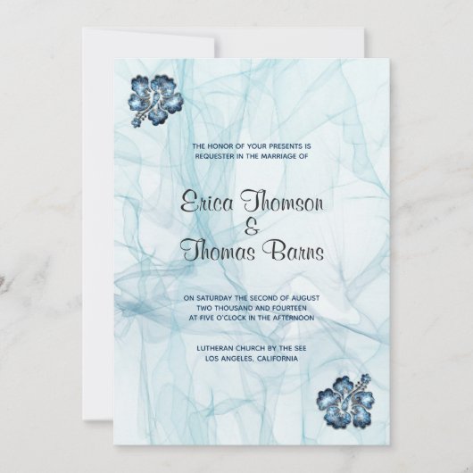 Blue Pastel Tones Background Wedding Einladung (Vorderseite)