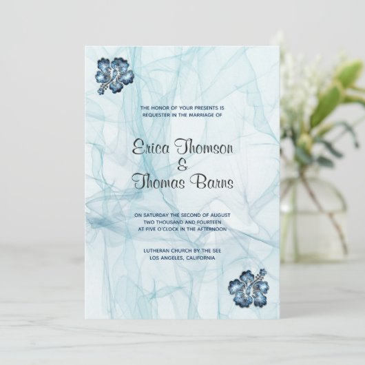 Blue Pastel Tones Background Wedding Einladung (Stehend Vorderseite)