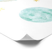 Blue Pastel Two Moon Space Begrüßung Poster (Ecke)