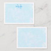Blue Pastel Watercolor All Occasion Monogram Mitteilungskarte (Vorne/Hinten)