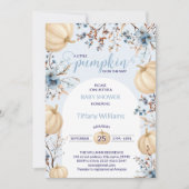 Blue Pastel Watercolor Pumpkin fallen wild lebende Einladung (Vorderseite)