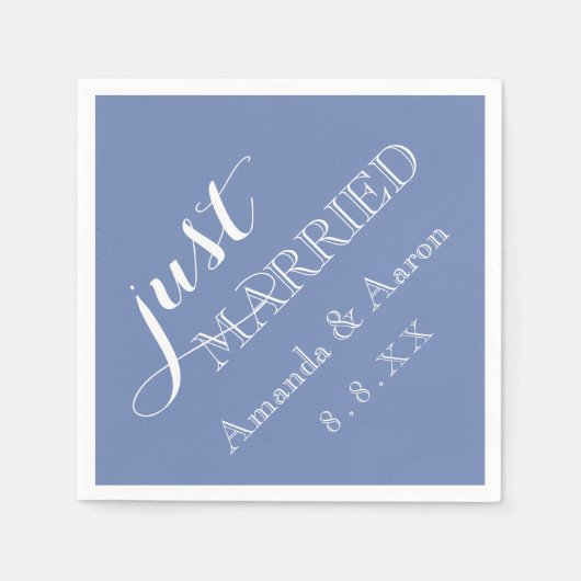 Blue Pastel White Simple Classic Nur verheiratet Serviette (Vorderseite)