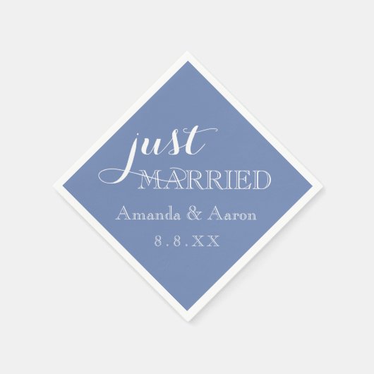 Blue Pastel White Simple Classic Nur verheiratet Serviette (Ecke)