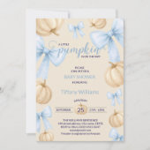 Blue Pastell Watercolor Pumpkin Buganband Einladung (Vorderseite)