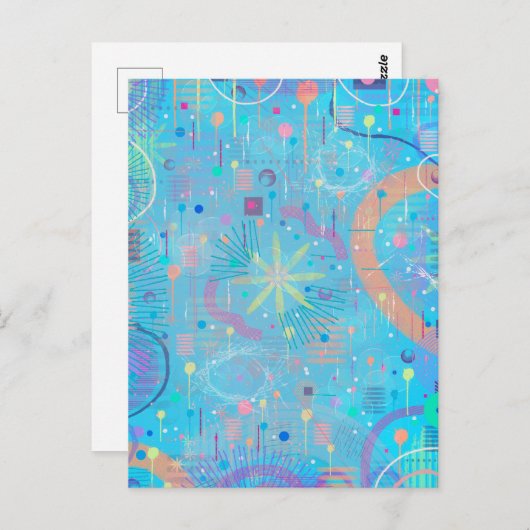 Blue Pastels Dream Abstract  Postkarte (Vorne/Hinten)