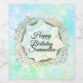 Blue Pastels Elegante Lotus Blume Weinetikett (Einzelnes Label)