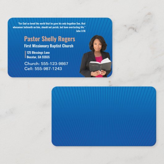 Blue Pastor oder Deacon Foto Kirche Santa Maria de Visitenkarte (Vorne/Hinten)