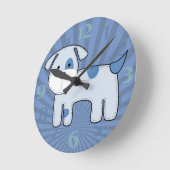 Blue Patch Puppy Runde Wanduhr (Winkel)
