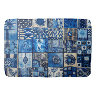 Blue Patchwork Badematte