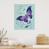 Blue Patchwork Butterfly Poster (Küche)