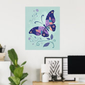 Blue Patchwork Butterfly Poster (Heimbüro)