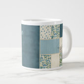 Blue Patchwork Custom Jumbo Tasse (Vorderseite Rechts)