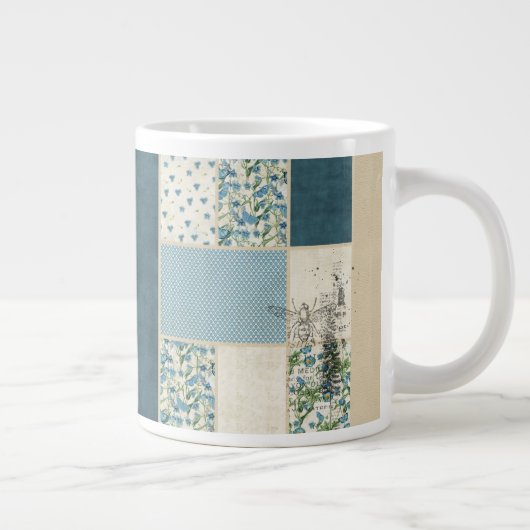 Blue Patchwork Custom Jumbo Tasse (Rechts)