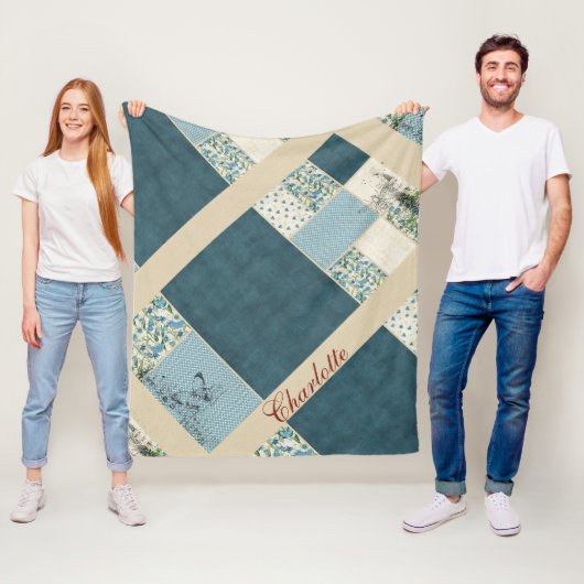 Blue Patchwork Fleece Blanket (Beispiel)