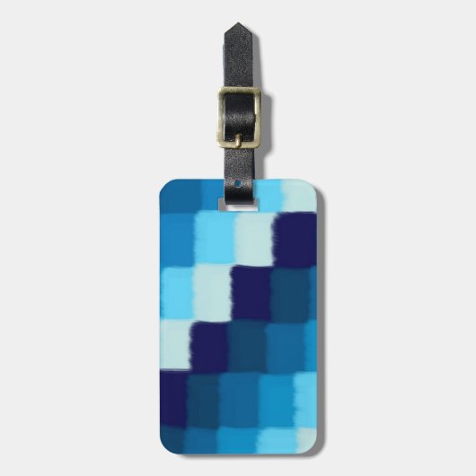 Blue Patchwork Gepäckanhänger (Vorderseite vertikal)