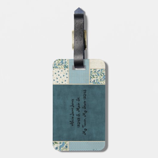 Blue Patchwork - Gepäckträger Gepäckanhänger (Rückseite vertikal)