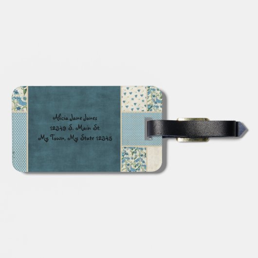 Blue Patchwork - Gepäckträger Gepäckanhänger (Rückseite horizontal)