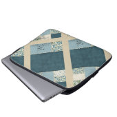 Blue Patchwork Laptop Electronics Sleeve (Vorne Knopf)