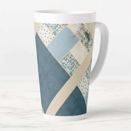 Blue Patchwork Latte Tasse (Rechte Ecke)