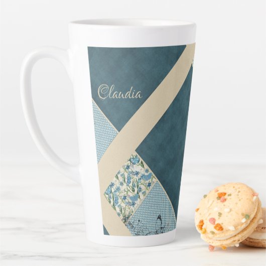 Blue Patchwork Latte Tasse (Beispiel)
