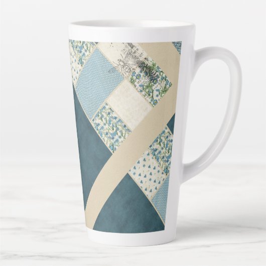 Blue Patchwork Latte Tasse (Rechts)