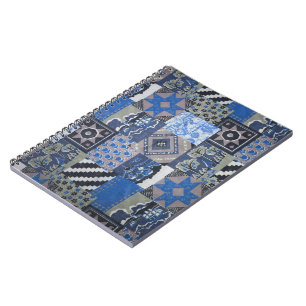 Blue Patchwork Notebook Notizblock