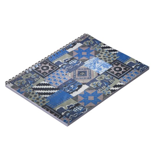 Blue Patchwork Notebook Notizblock (Linke Seite)