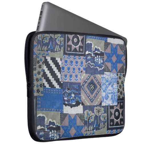 Blue Patchwork Notebook Sleeve (Vorne Rechts)