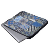 Blue Patchwork Notebook Sleeve (Vorne Knopf)