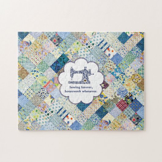 Blue Patchwork Quilt Puzzle (Horizontal)
