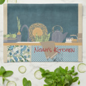 Blue Patchwork Shelf #1 Teeküche Handtuch (Gefaltet)