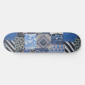Blue Patchwork Skateboard Deck (Horizontal)