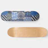 Blue Patchwork Skateboard Deck (Horizontal)